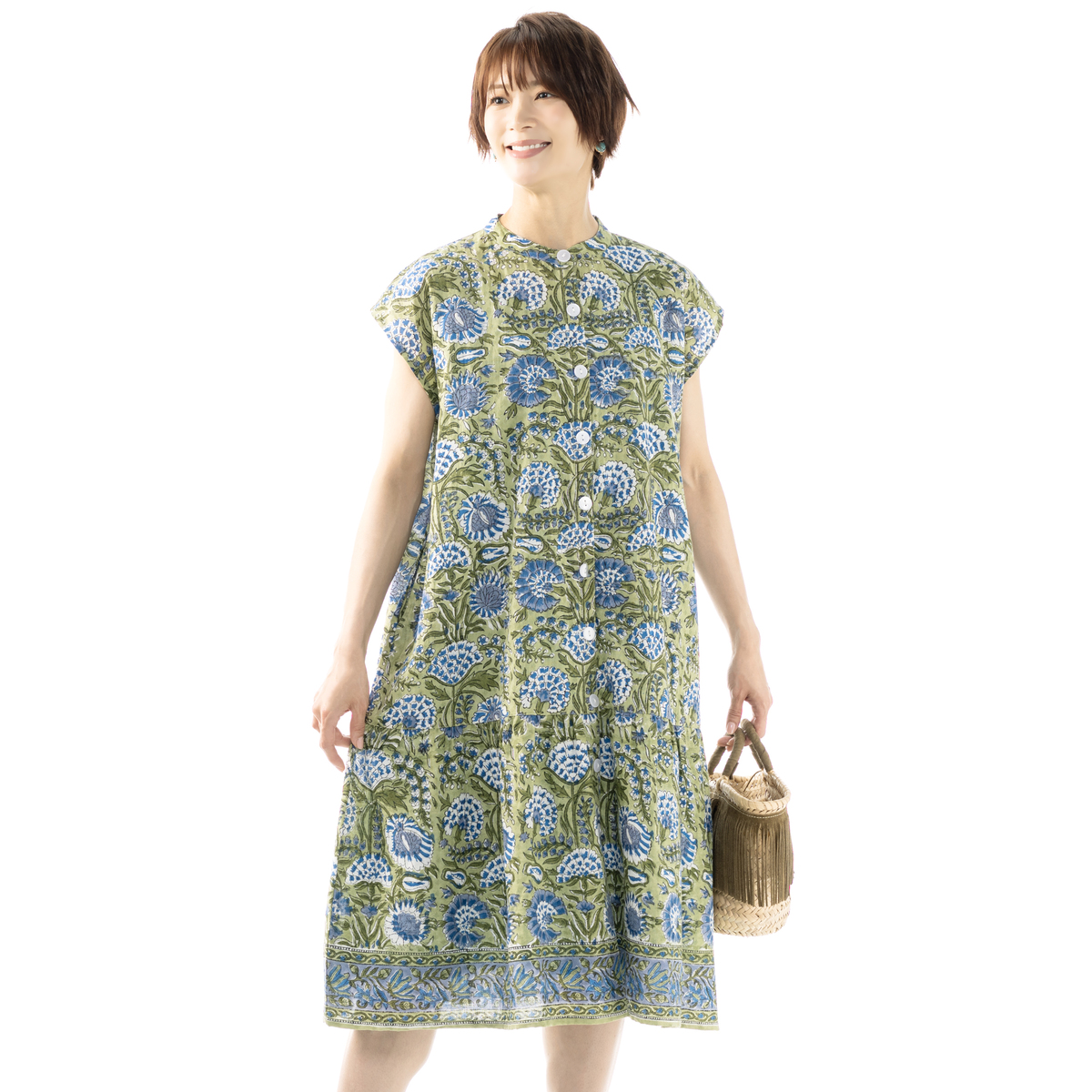 新品☆】myM マイエム インド綿混ろうけつ染めシャツワンピース 新品☆】myM マイエム インド綿混ろうけつ染めシャツワンピース