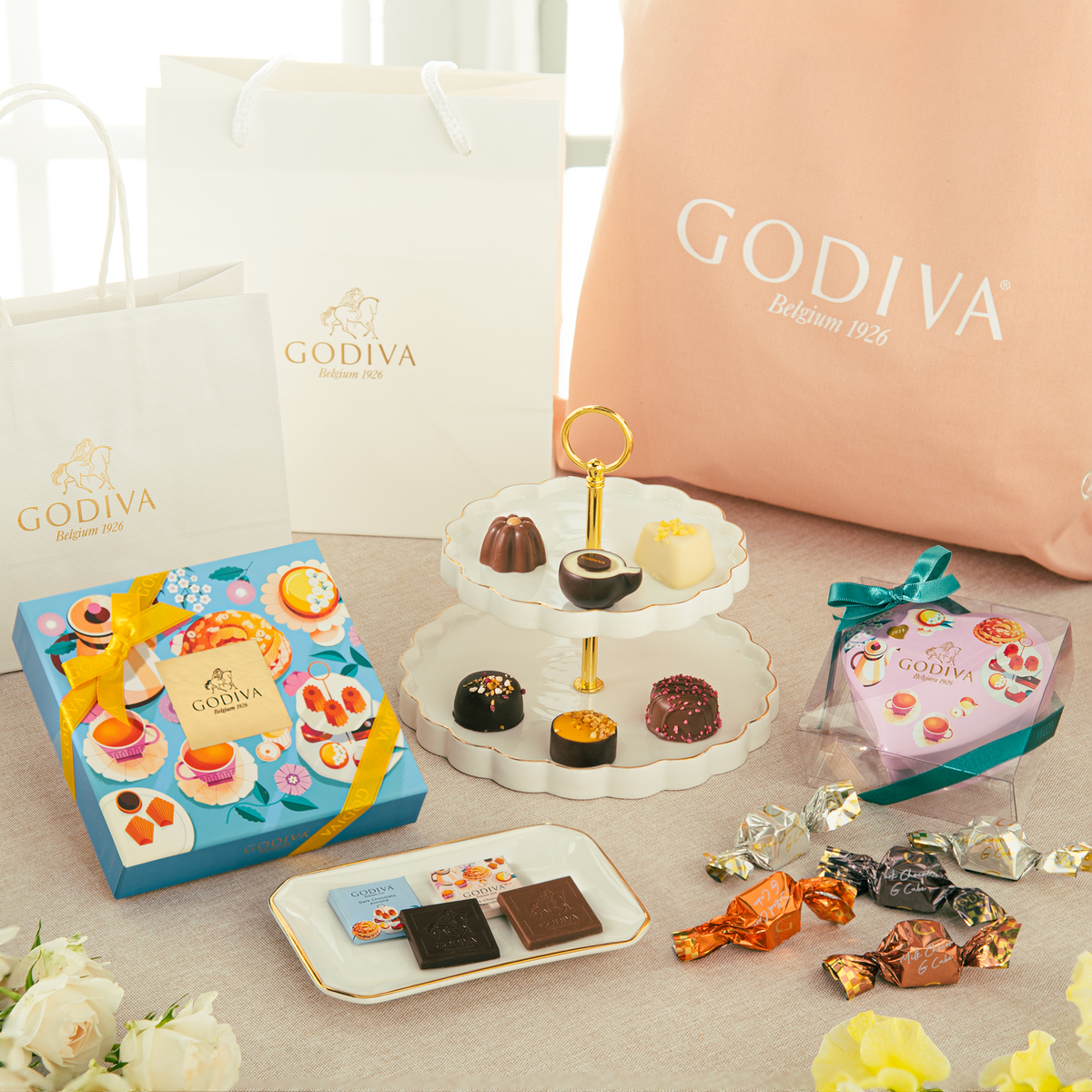 GODIVA ショップバッグ お菓子缶 セット - ラッピング・包装