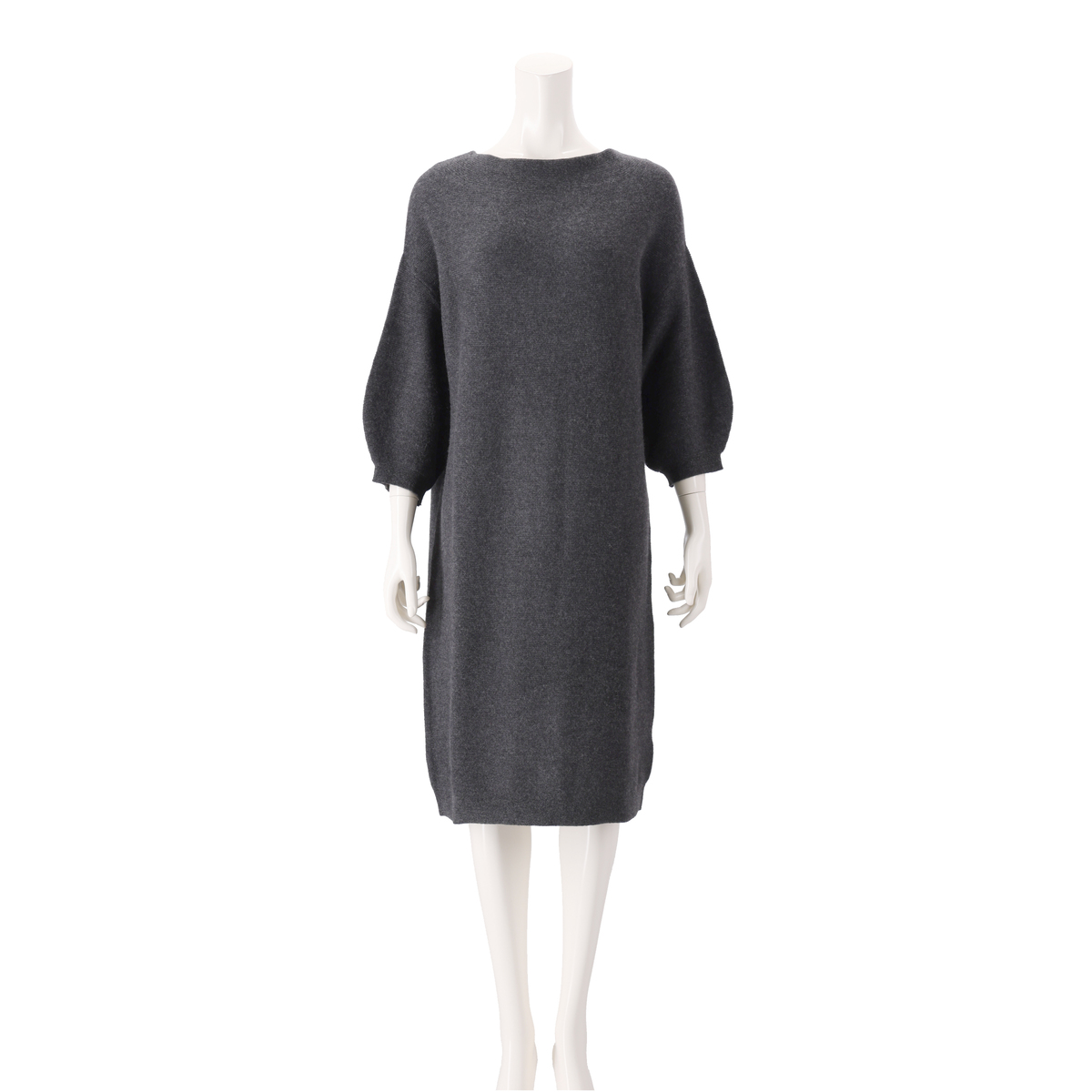 cashmika カシミヤ100% ボートネックパフスリーブワンピース カシミカ  