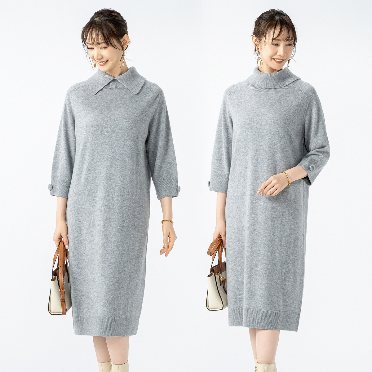 cashmika カシミヤ100% 2WAYカラーワンピース カシミカ（cashmika  