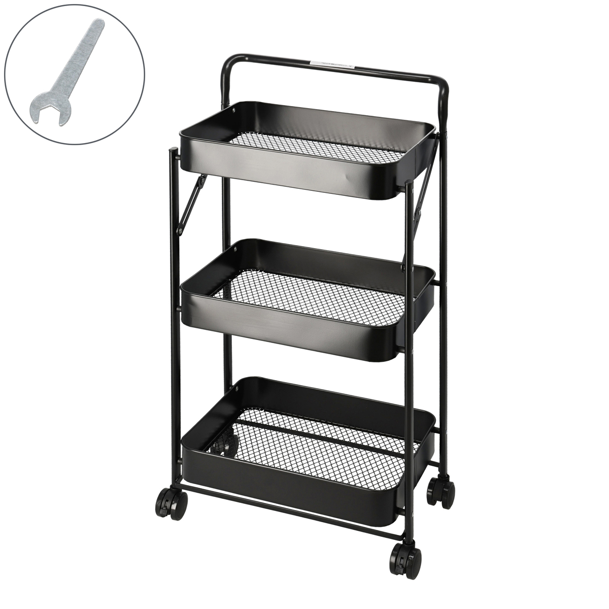 折り畳めるトローリーワゴン3段キャスター付 耐荷重12kg - QVC.jp