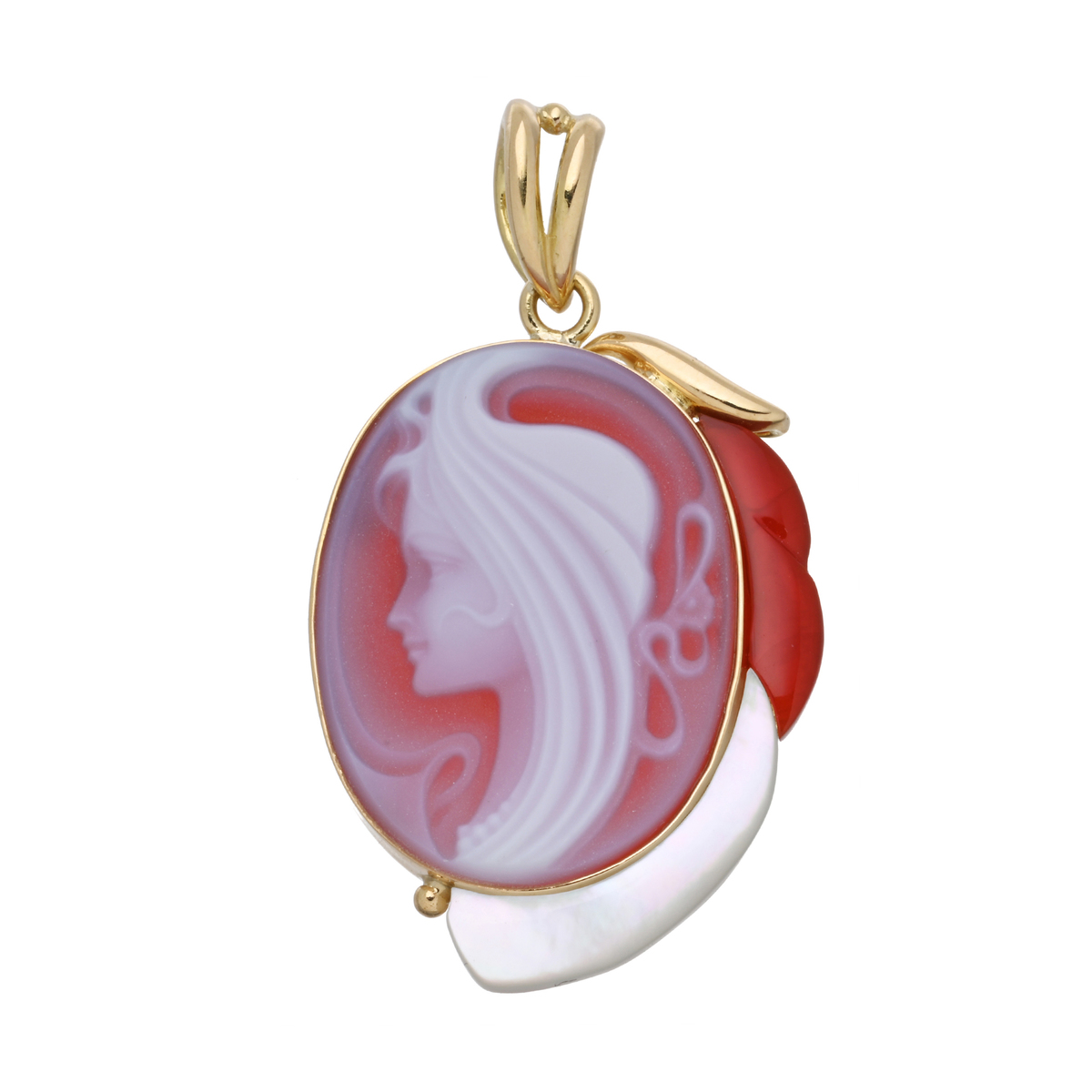 ストーンカメオ 18KYG ペンダントヘッド [四季の移ろい] ストーン