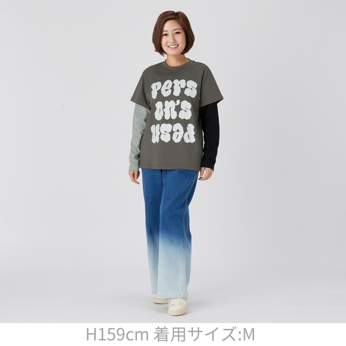 PERSONS レイヤード風ロゴプリントTシャツ パーソンズ（PERSONS） - QVC.jp