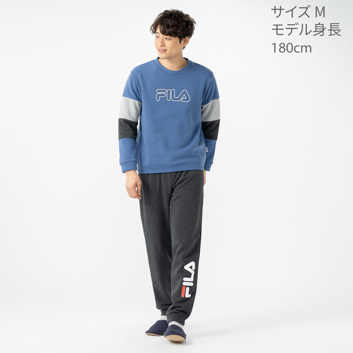 FILA 3色切替袖トップス&パンツルームウエアセット[メンズ] FILA（フィラ） - QVC.jp