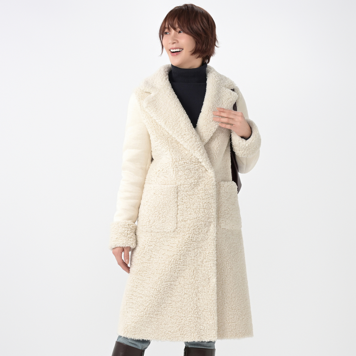 美品】インベルナーレINVERNALE 青く 高級カシミア ミンク ロングコート