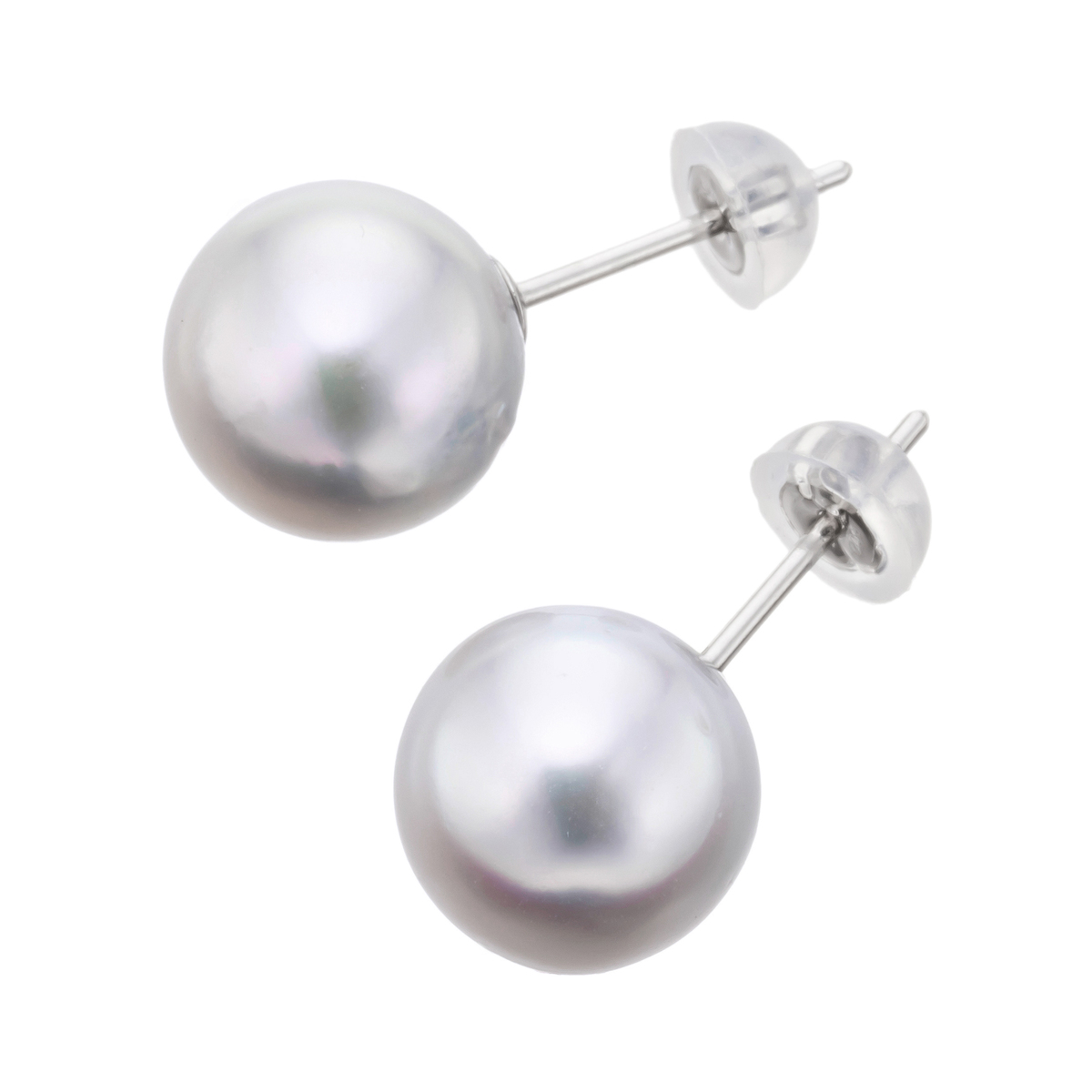 PT900 和真珠 イヤリング/ピアス グレー系 9.0mm IRIS・SPIRE