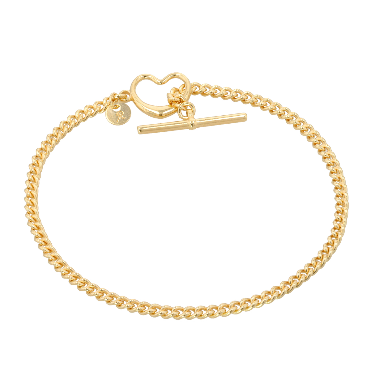 Roma1947 シルバー925 Tバー プチハート ブレスレット Roma1947