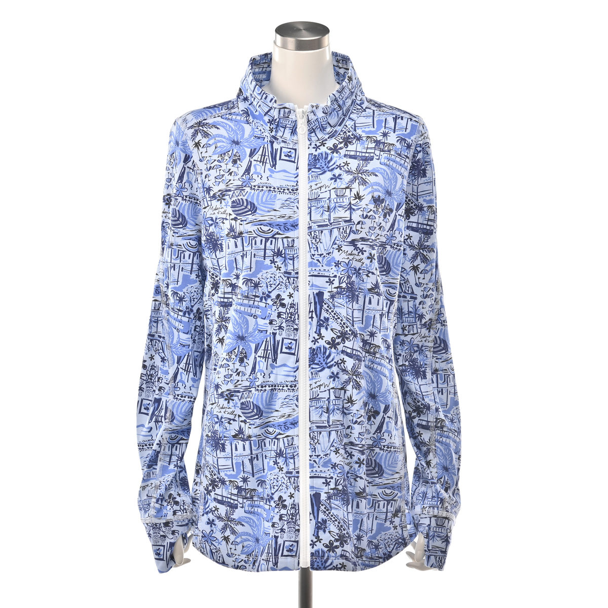 美品♥マカナナキャシー・ジップアップアウター・サイズ２ Makana na Kathy オルオルプリントジップブルゾン マカナナ