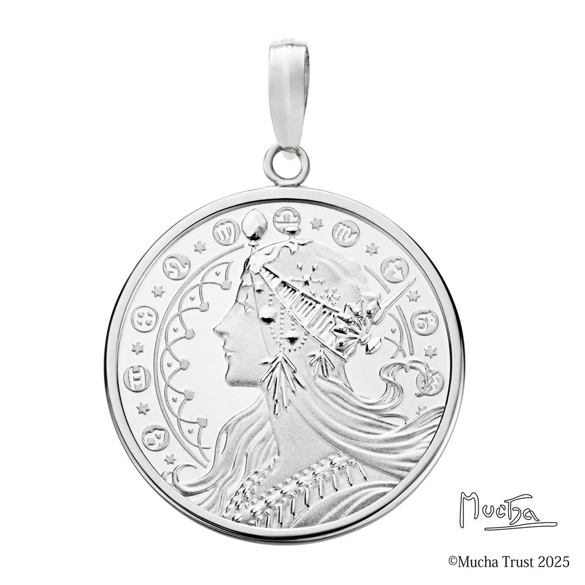 ハナ 純プラチナミュシャペンダントヘッド＆純プラチナネックレス 純プラチナ ミュシャ黄道十二宮 メダルペンダントヘッド - QVC.jp