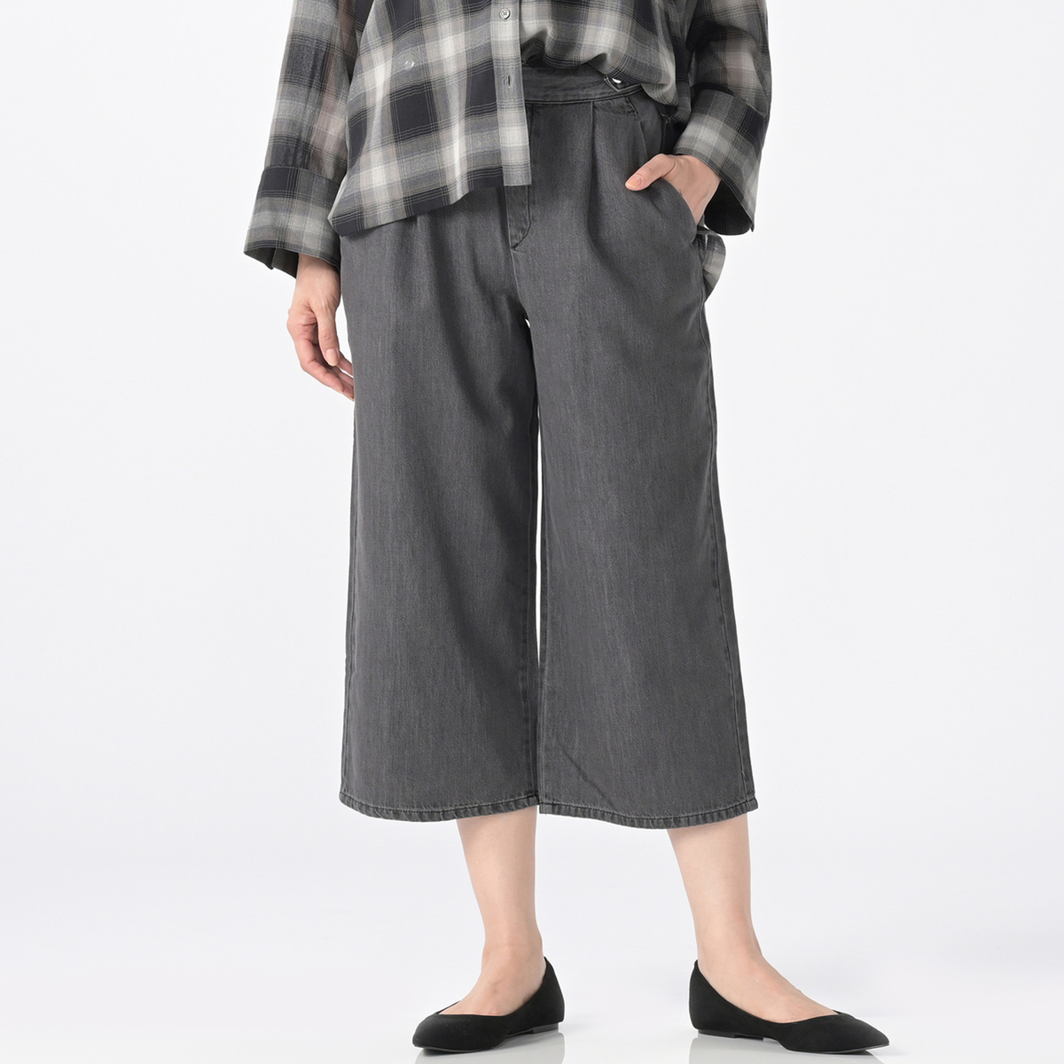 Coeur sucre デニムタックワイドパンツ ネット限定股下 クールシュクレ