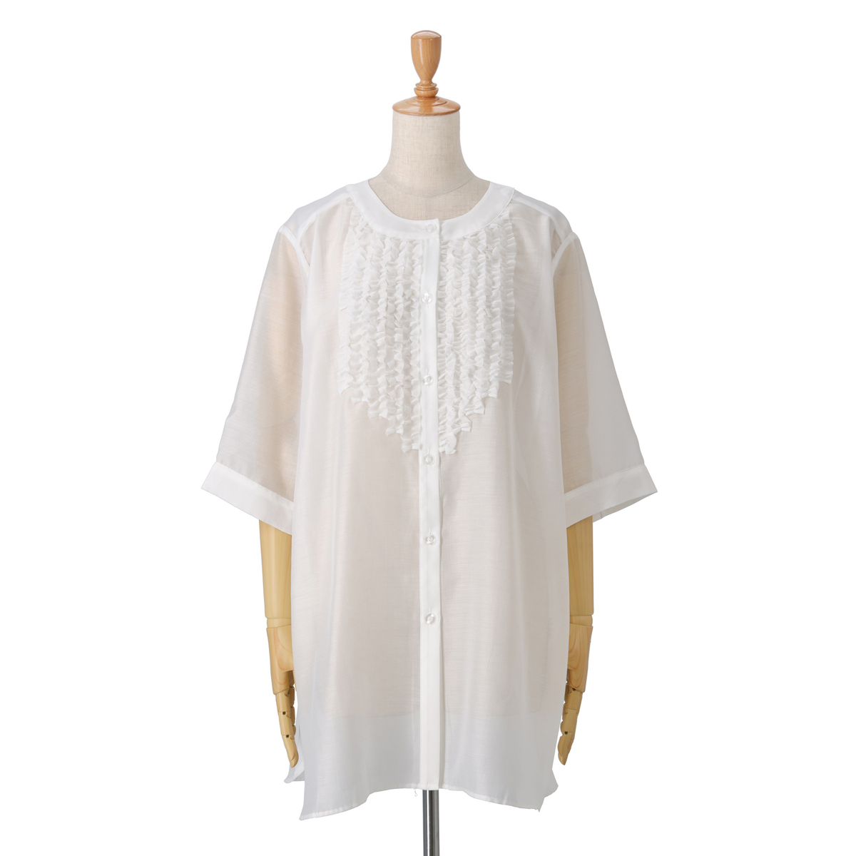 BOBSON SunSister フロントミニフリルシアーオーバーシャツ