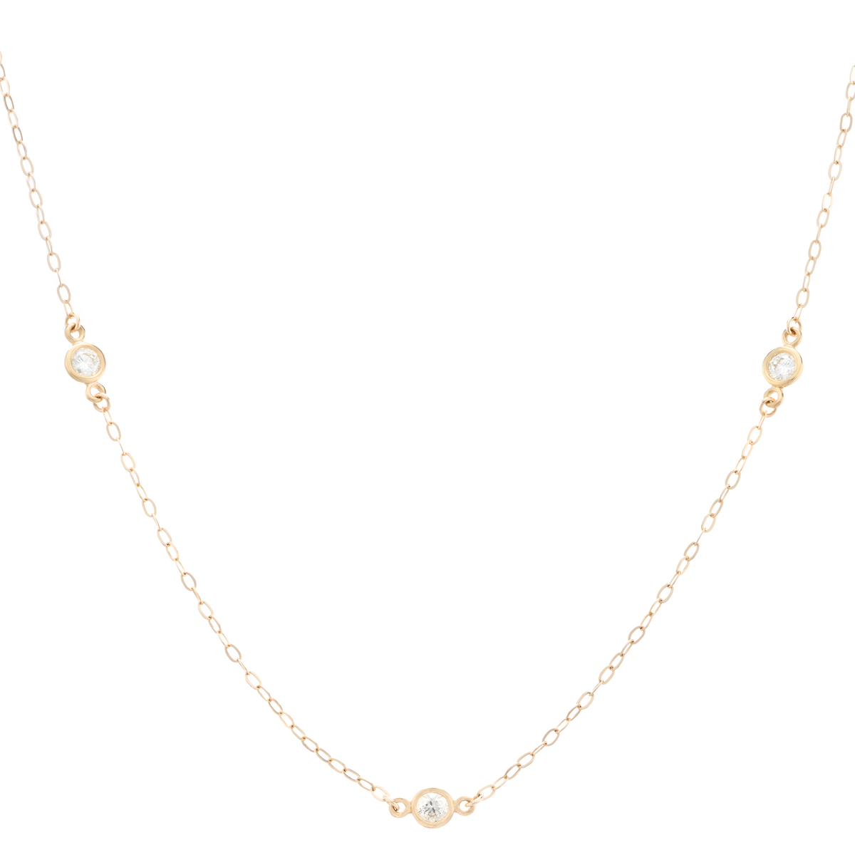 18K ホワイトゴールド ダイヤ5石 ステーションネックレス QVC購入品