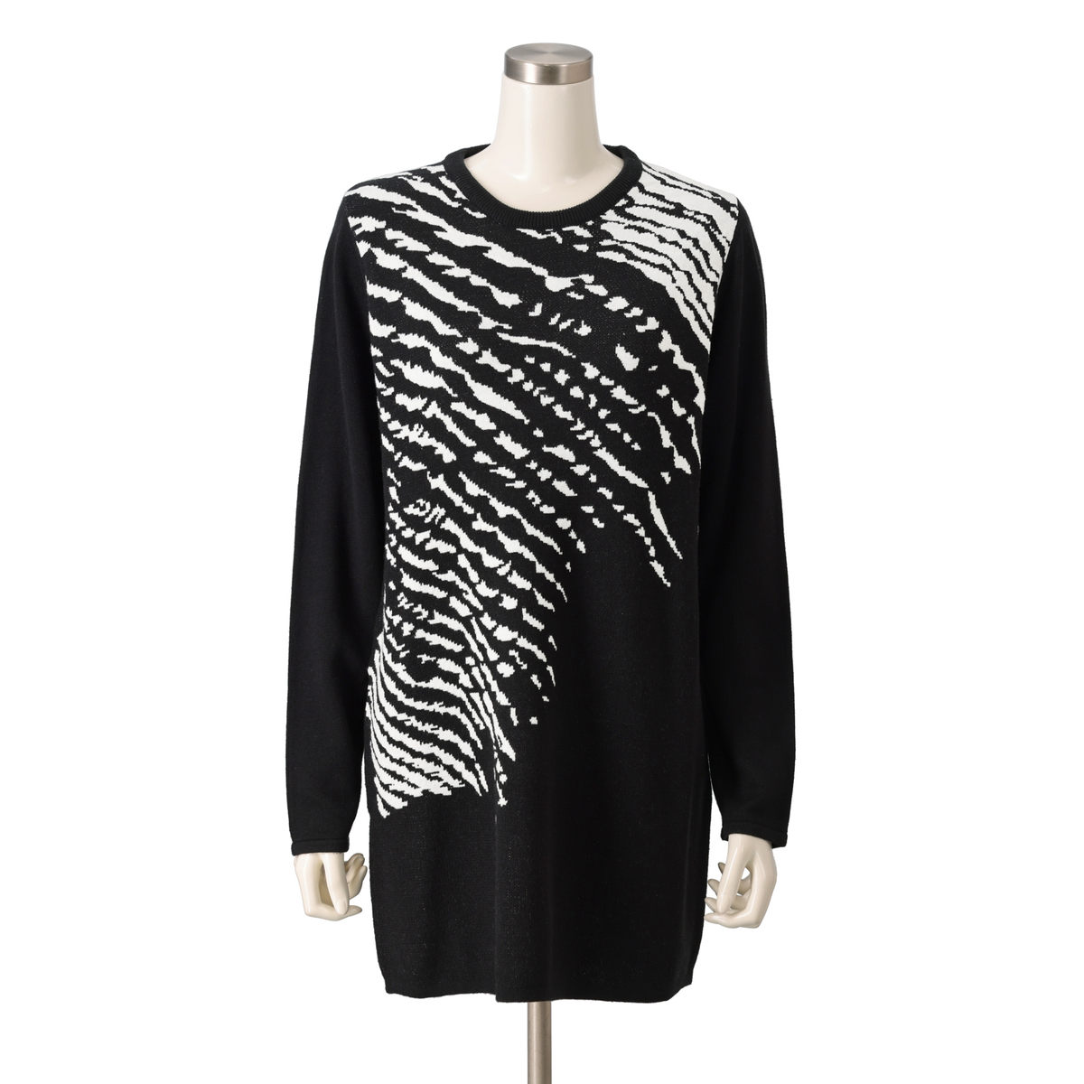 BOUTIQUE JUNKO ゼブラ柄ジャガードニットチュニック ブティック