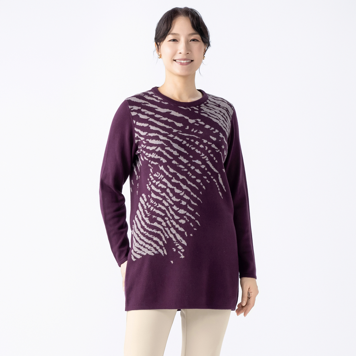 kook様 BOUTIQUE JUNKO ゼブラ柄ジャガードニットチュニック ブティック