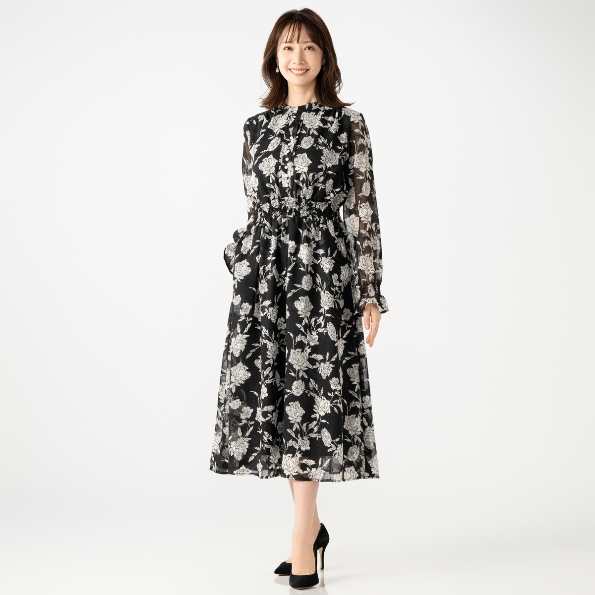 Replete 薄地ジャガードプリントワンピース REPLETE（リプリート