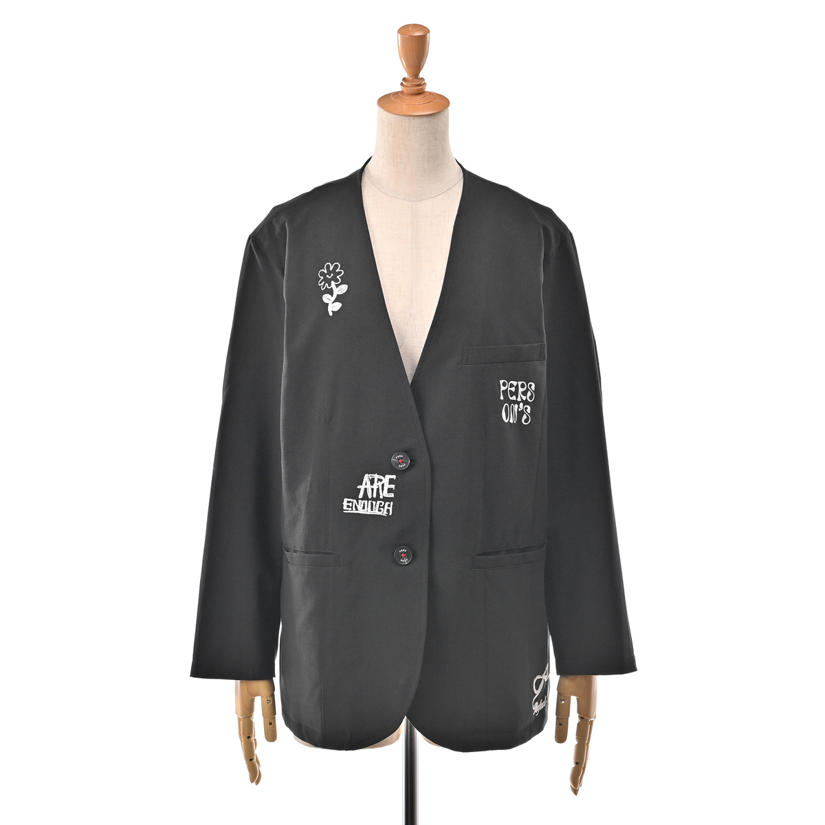 GALERIE VIE エンブロイダリーステッチ　カラーレスジャケット エンブロイダリーステッチ カラーレスジャケット | GALERIE VIE