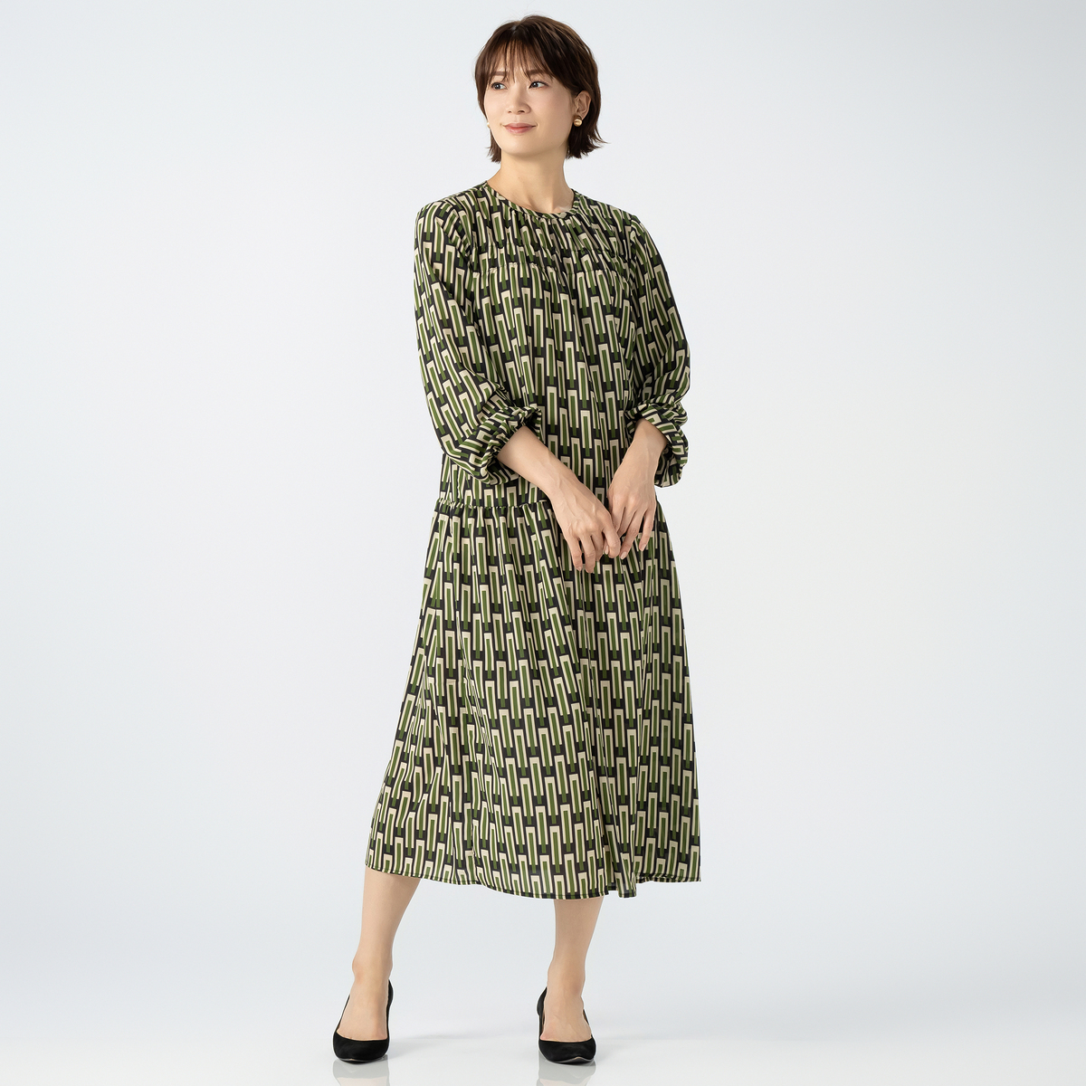 Pixie Heart 幾何柄プリントワンピース ピクシーハート（Pixie