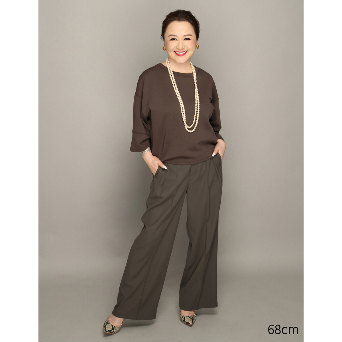 Anne Coquine選べる股下ダブルクロスセミワイドパンツ