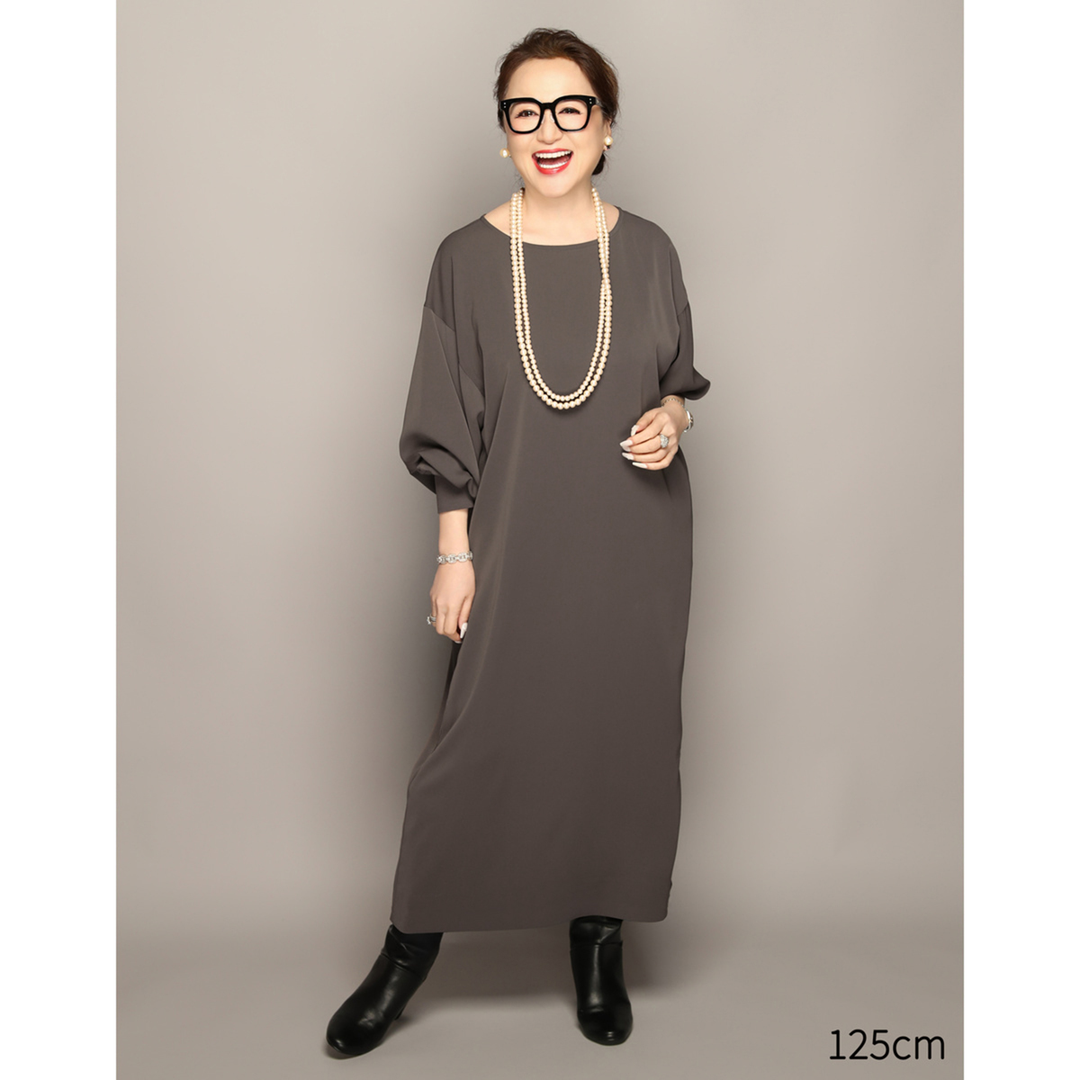 Anne Coquineアンコキーヌ マキシワンピース　チェーン柄 大きいサイズ 美品 Anne Coquine アンコキーヌ ロングワンピース 花柄 長袖