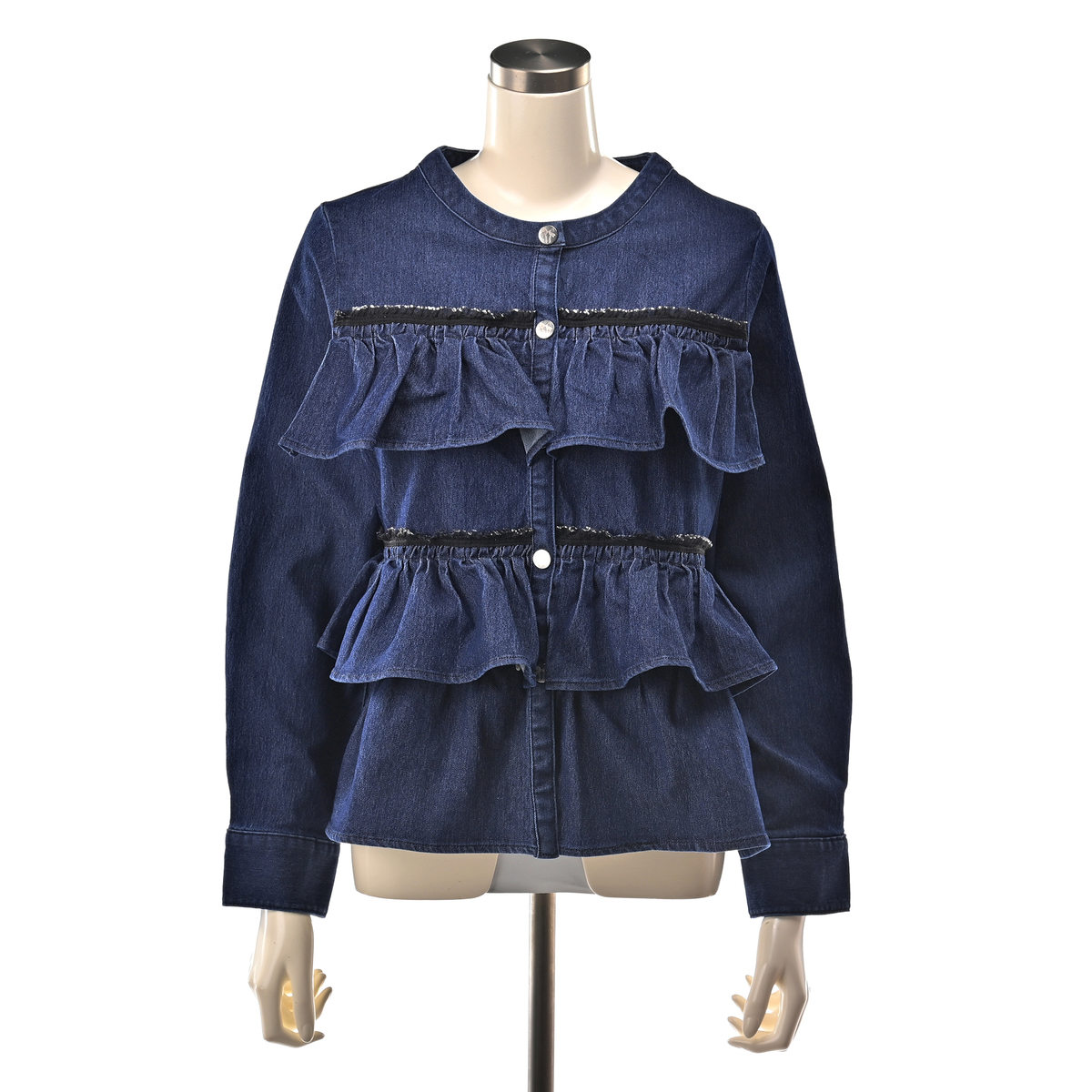 leur logette  POPUP限定　デニム　フリル袖　ブルゾン　サイズ1 leur logette POPUP限定 デニム フリル袖 ブルゾン サイズ1