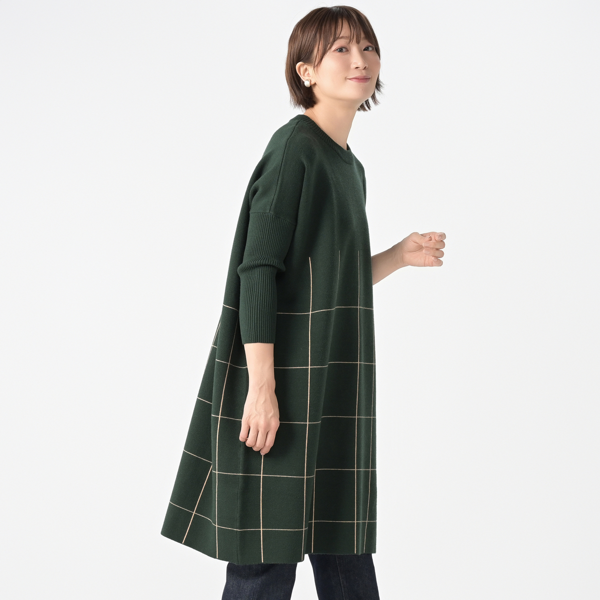 KidsAngel ウィンドウペン柄ニットワンピース キッズエンジェル