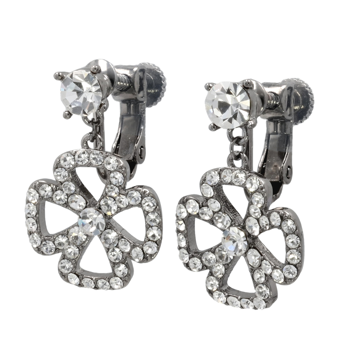 クリスタルイヤリング 花形状 アメリカ製 MK-7939】透明