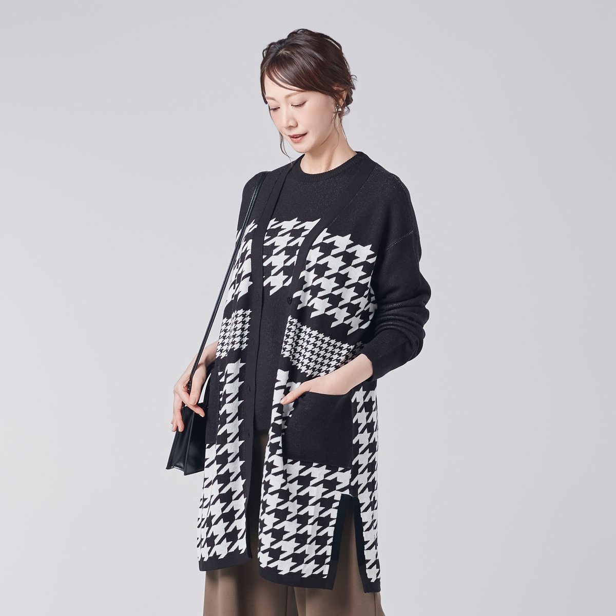day to day 千鳥柄ジャガードニットカーディガン day to day