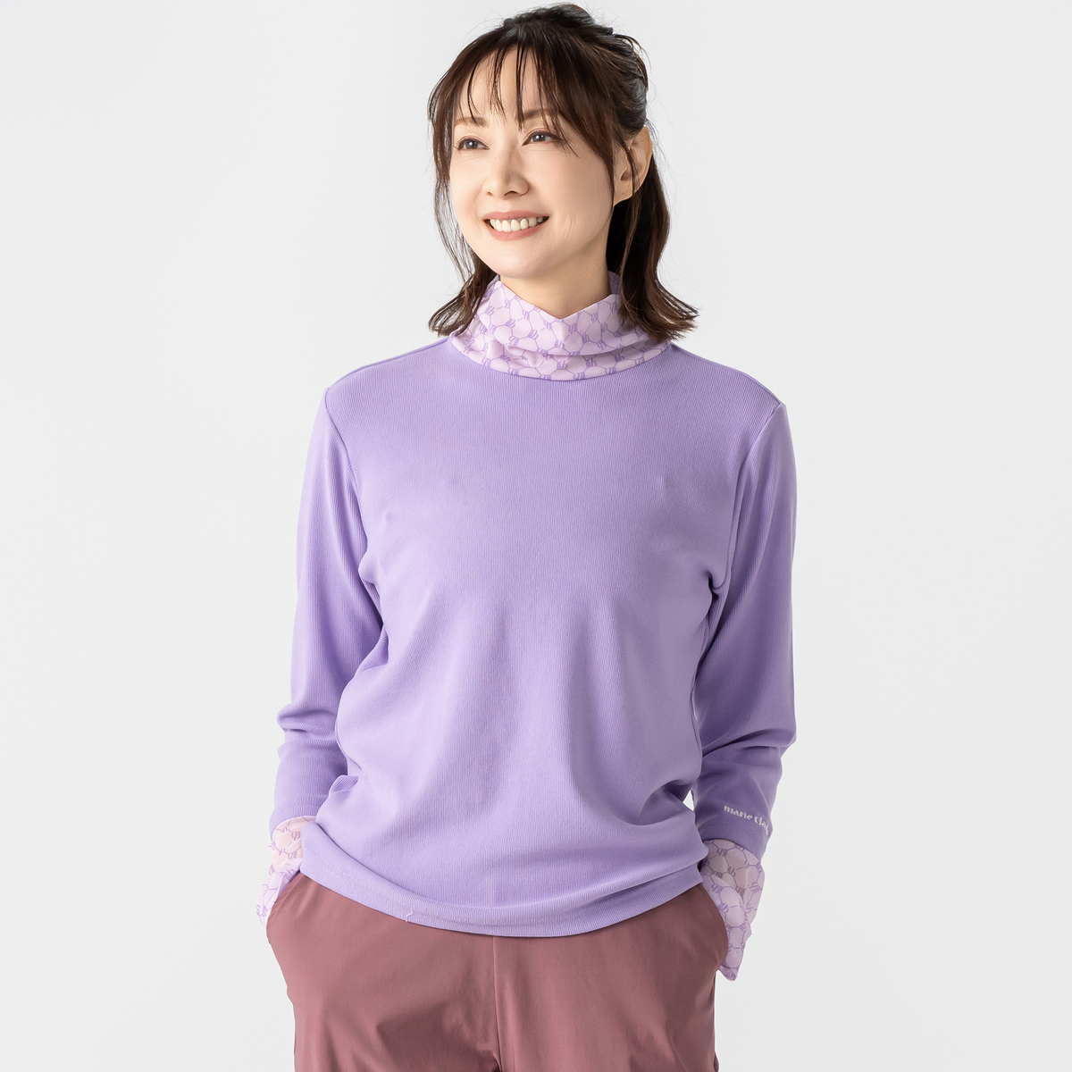 marie claire/bis リブニットシアーハイネックトップス マリ