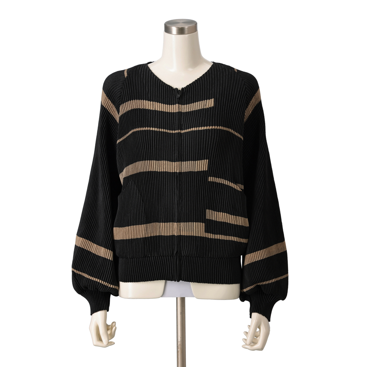 SPECCHIO シャトルプリーツフリーサイズノーカラーZIPブルゾン