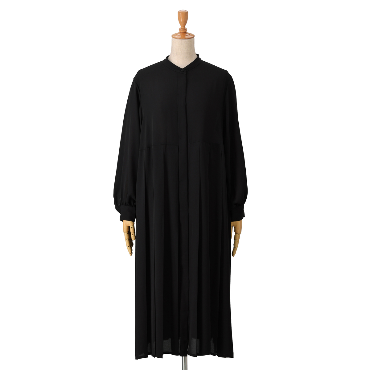 SPECCHIO サイドプリーツバンドカラーワンピース スペッチオ