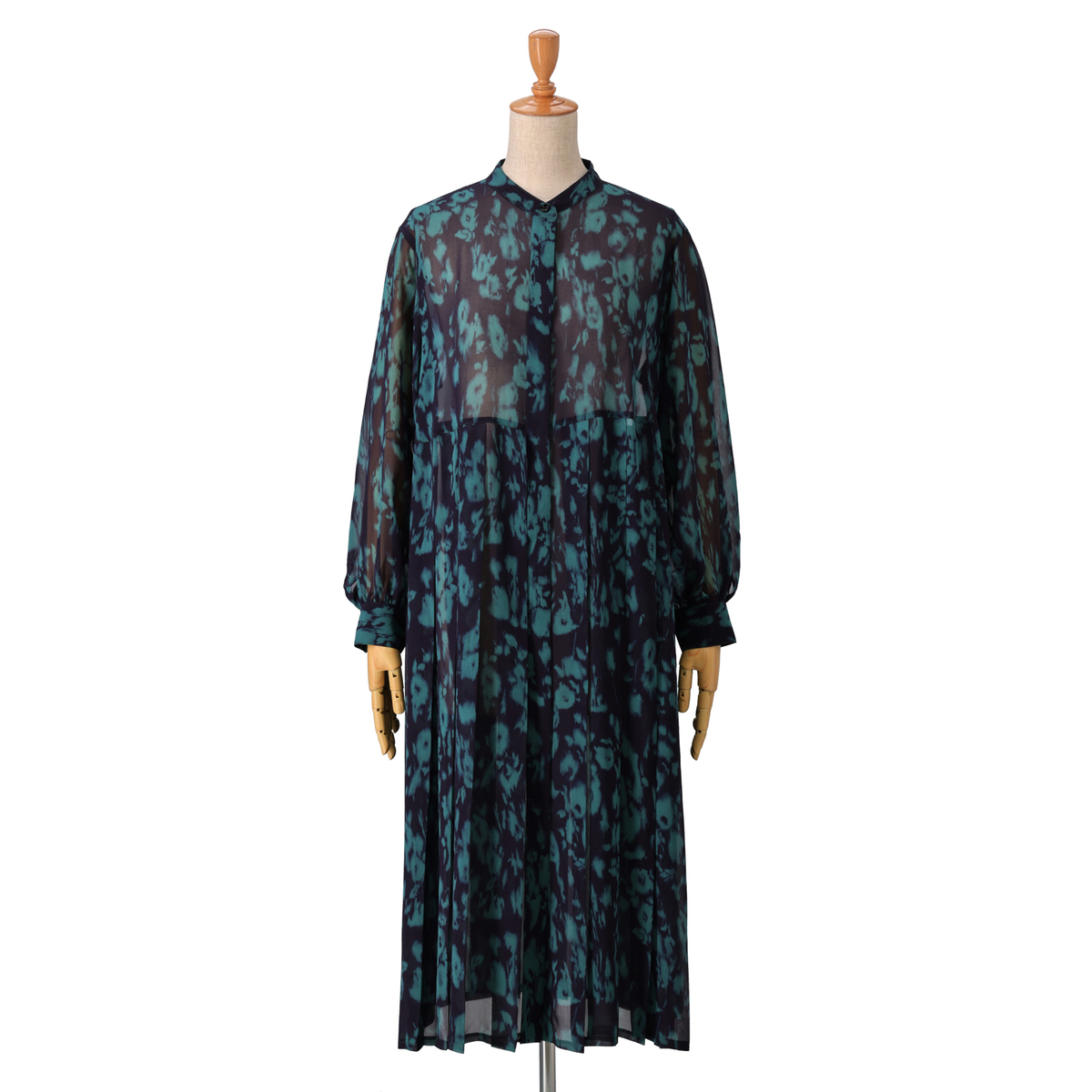 SPECCHIO サイドプリーツバンドカラーワンピース スペッチオ