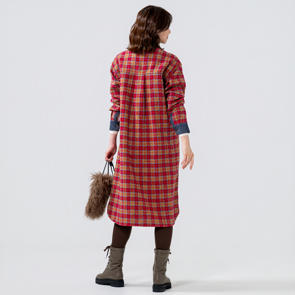 専用　ナチュラルランドリー　バンドカラーチェックシャツ　ohana ワンピース NATURAL LAUNDRY ナチュラルランドリー バンドカラーワンピース