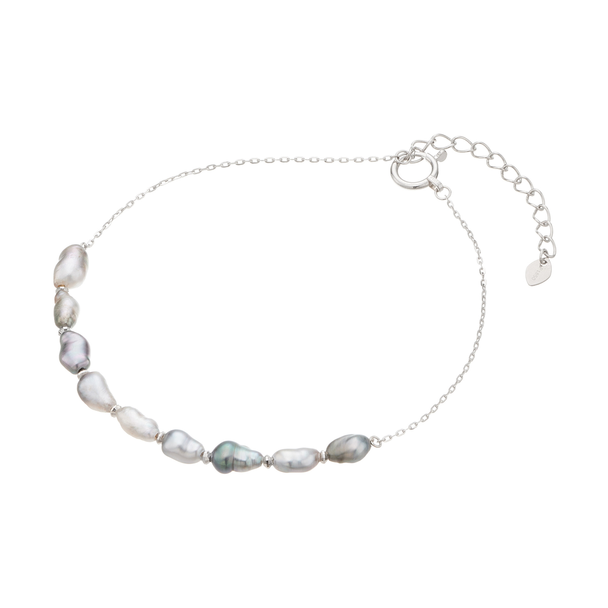 【付属品完備】マルチカラーチェーンブレスレット PT850 ニュアンスマルチカラー黒蝶真珠チェーンブレスレット 3mm