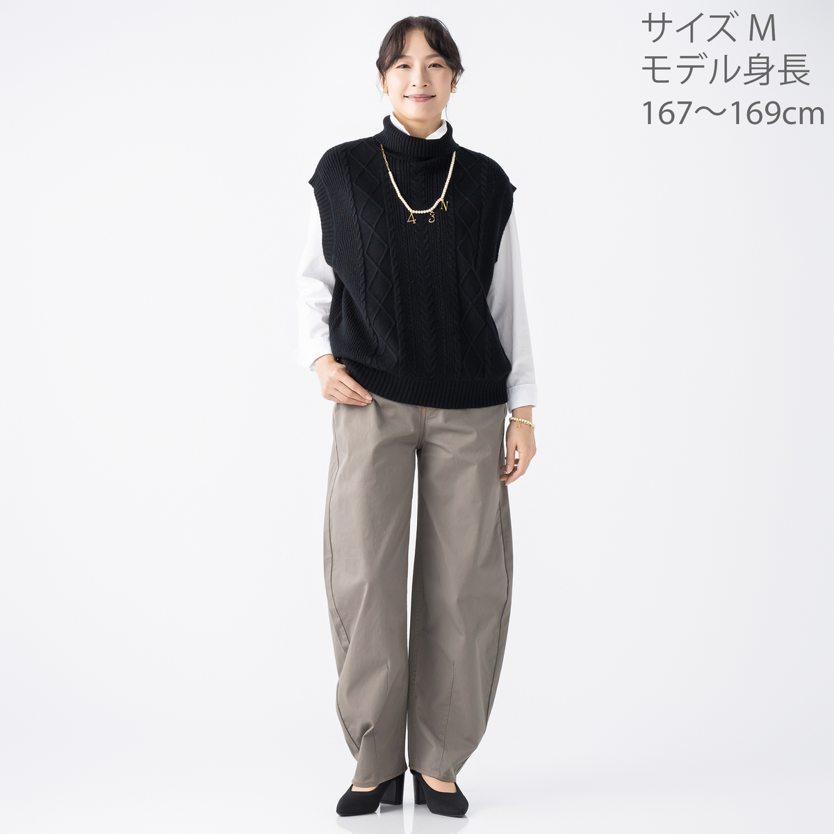 極美品✨ アンコキーヌ　ダウンベスト　ニット　ドッキング 黒　L　斜めジッパー K20931A0017554A81999_1