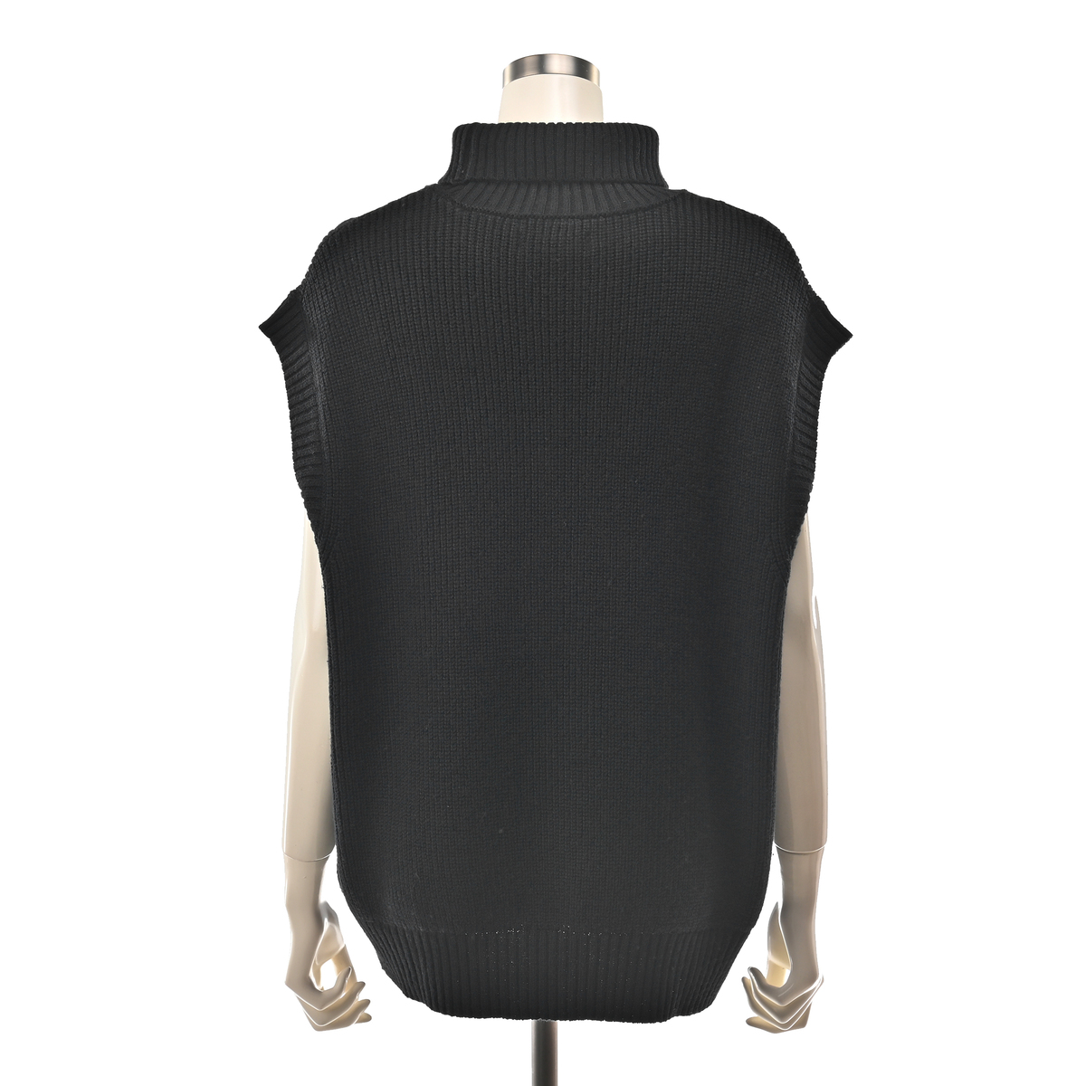 Anne Coquine ウールミックスケーブル編みタートルニットベスト