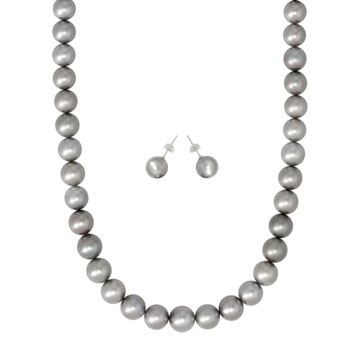 Oboro Akatsuki黒蝶真珠グレーピンク　ネックレスBEN168 SilverSkin 黒蝶真珠ネックレス&イヤリング/ピアスセット - QVC.jp