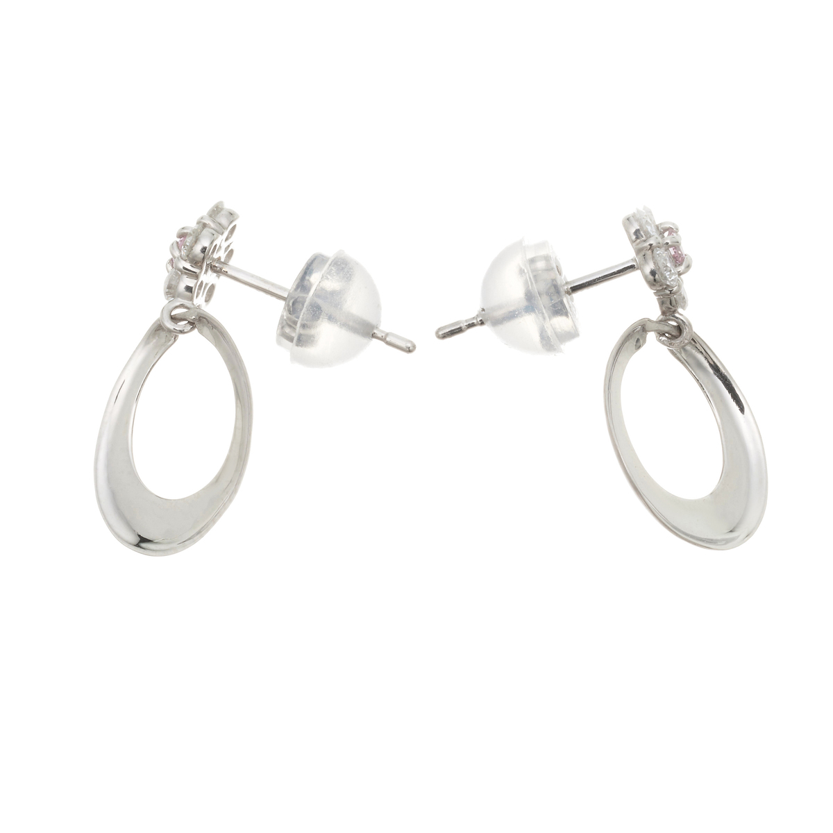 QVC 18K WGブラウンダイヤ&メレダイヤピアス 純金/18K ミラーカット