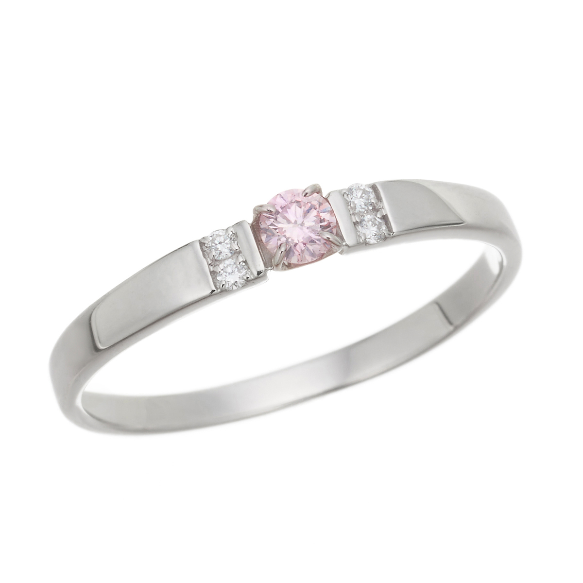 ファンシーピンクダイヤモンド PT リング SIup 0.09ctUP