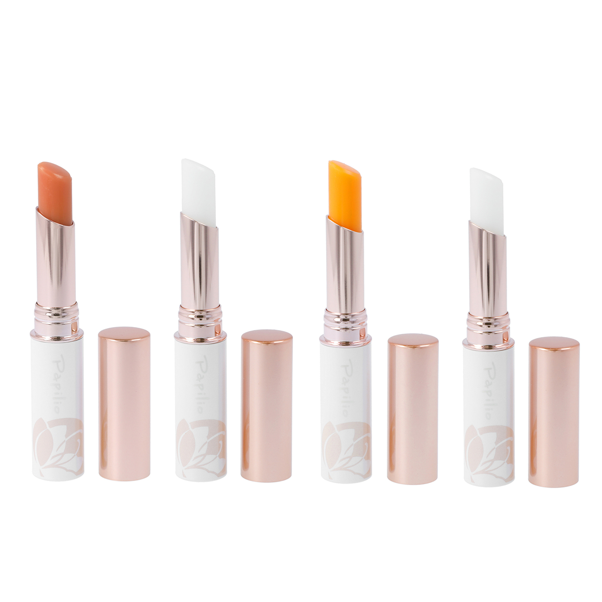 パピリオリップエッセンス　レッド、オレンジ、クリア、ピーチ4本セット パピリオ化粧品 トリートメントリップエッセンスEX レッド