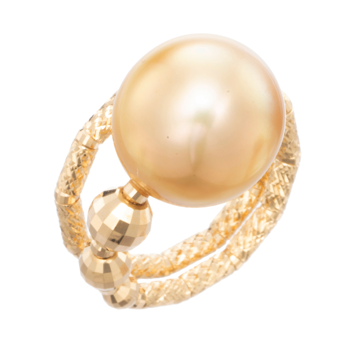 18KYG 白蝶真珠ナチュラルゴールドカラー フリーリング Jewel of