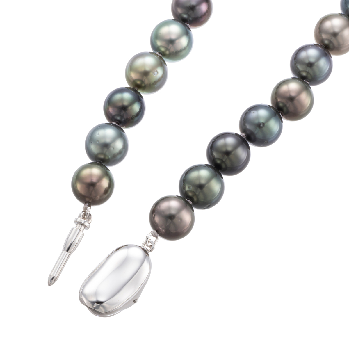 黒蝶真珠シルバーブローチ　ネックレストップ タヒチ黒蝶真珠 ネックレス ｜ 8.3～11.2mm ｜ NJ03273 – 大阪