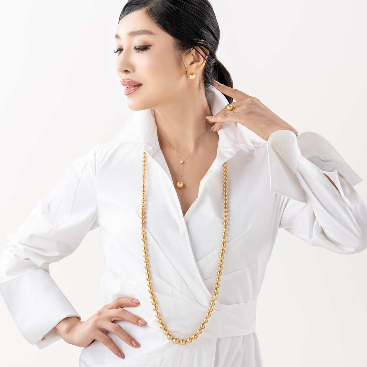 極美品✨白蝶真珠　ロング　ネックレス　9.6-10.5mm 89cm ホワイト 10 - 12mm 白蝶真珠（ホワイト系）ネックレス | Moon Label - 大