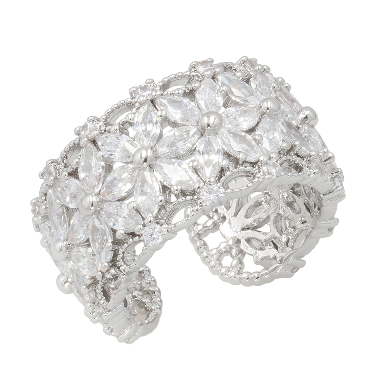 JinkaNezu キュービックジルコニア フラワーリング ジンカネヅ