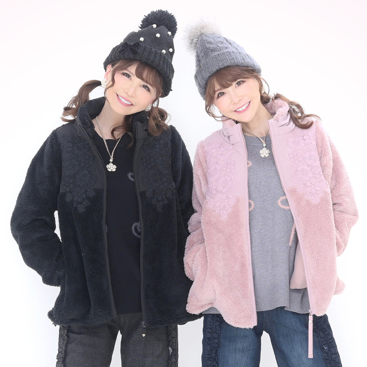 &LOVE 裏フリースのフラワーレースボアブルゾン アンドラブ（&LOVE