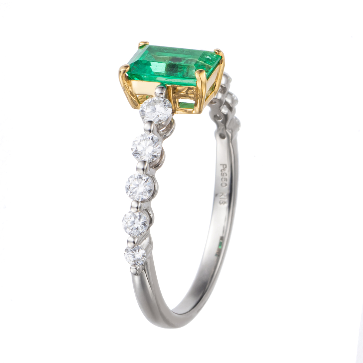 PT950/18KYG コロンビア産エメラルド リング 0.7ctUP ジュエルバール