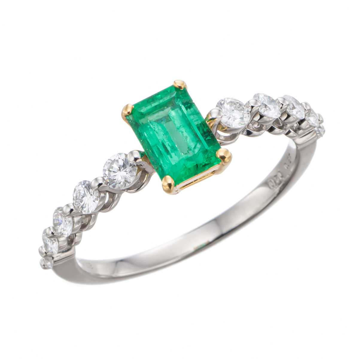 PT950/18KYG コロンビア産エメラルド リング 0.7ctUP ジュエル