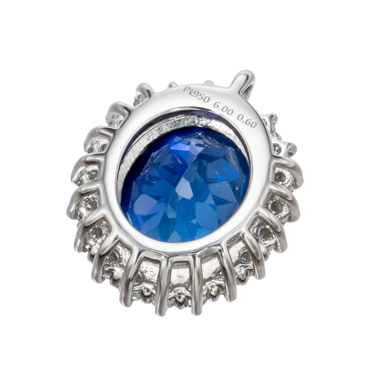 ライフクリニックペンダント ラボグロウンサファイヤPT950ペンダントヘッド6.0ctUP ヴェスパイオ