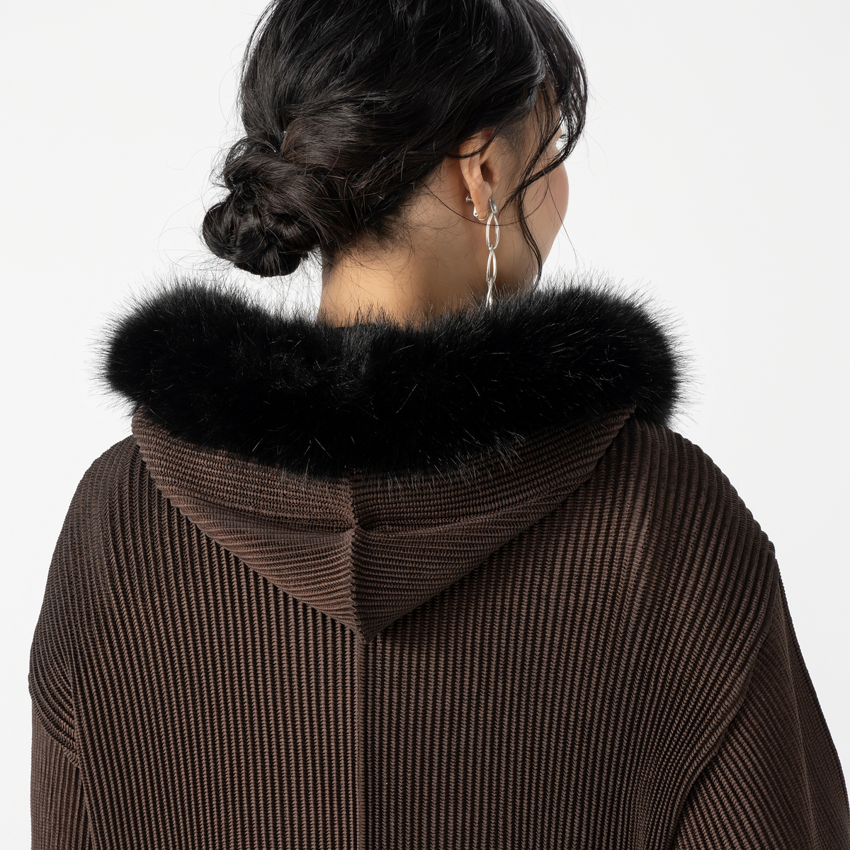 SPECCHIO シャトルプリーツフリーサイズフーディロングカーデ