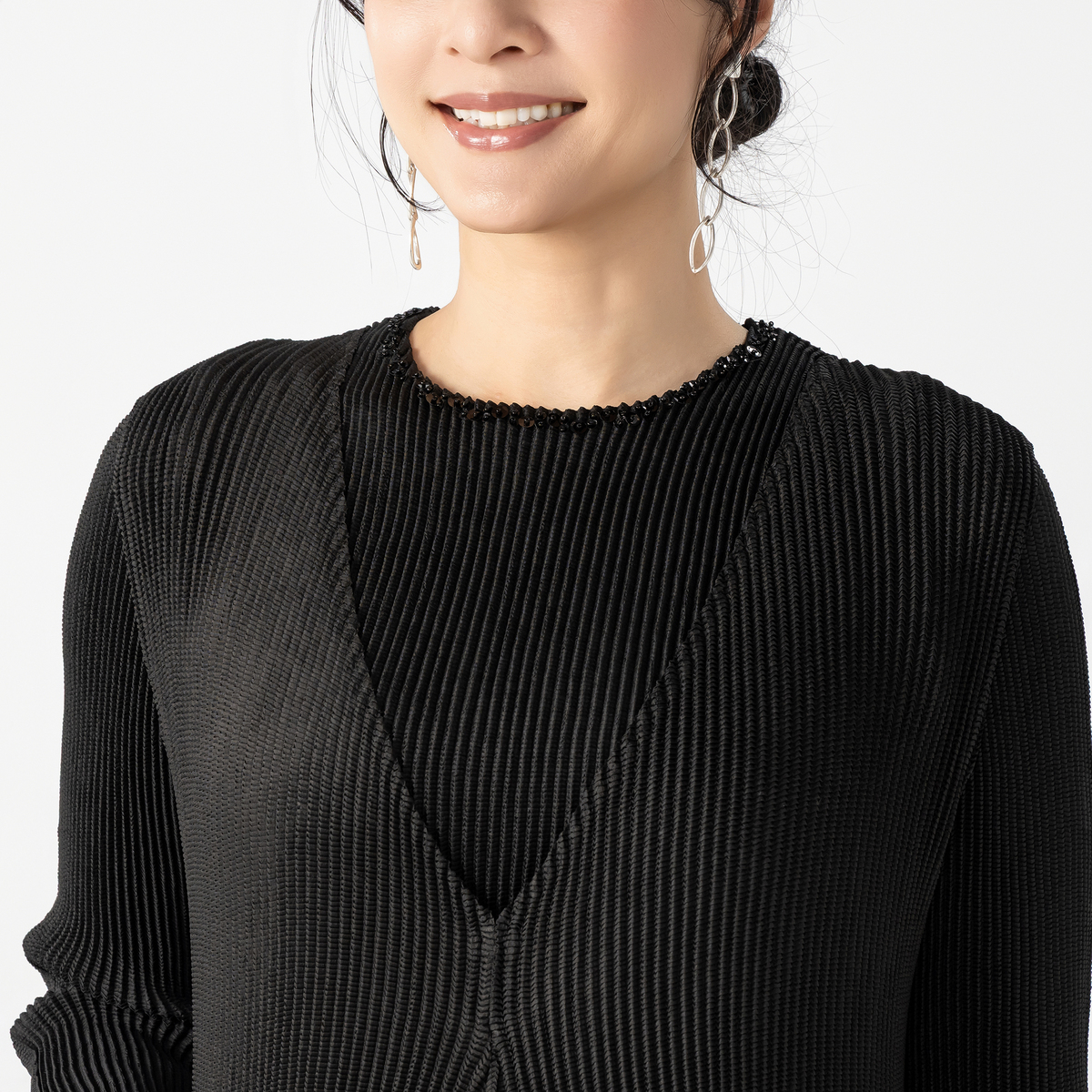 SPECCHIO シャトルプリーツフリーサイズVネックジャンパースカート