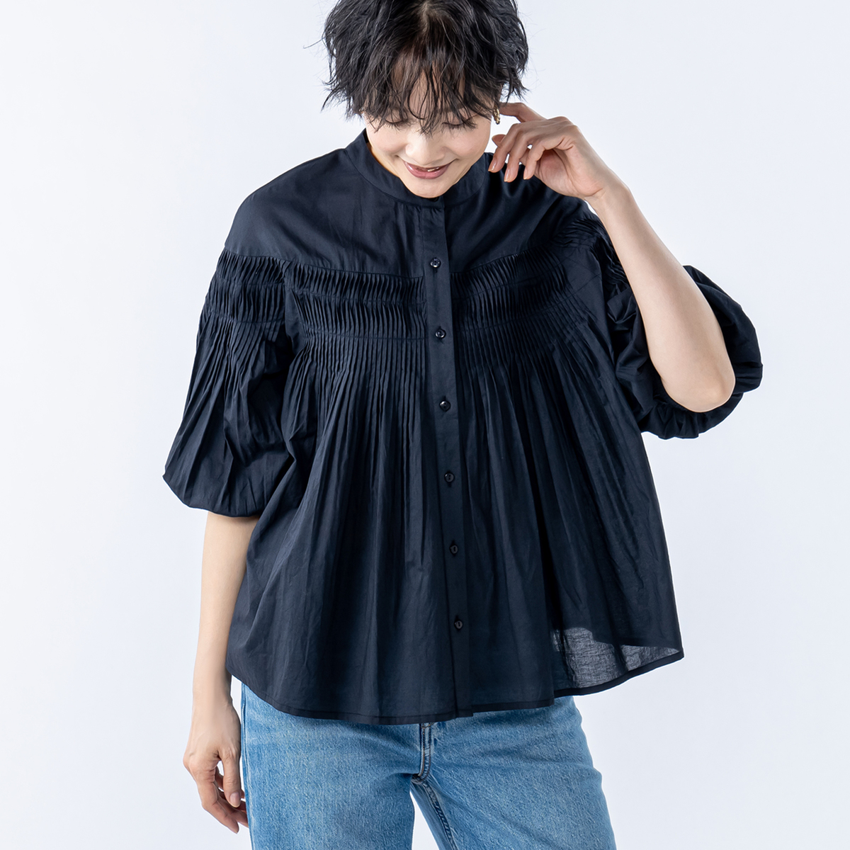 myM インド綿ピンタックブラウス マイエム（myM） - QVC.jp